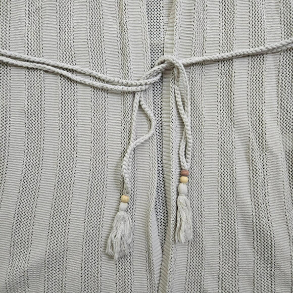 Chico's Women 2 Tan Crochet Sleeveless Cardigan Vest Rope Tie Front - Picture 4 of 12